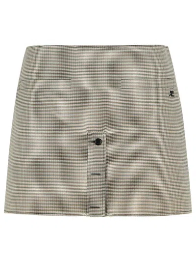 Courrèges Beige Wool Blend Miniskirt In Green