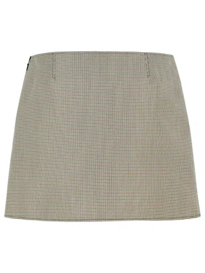 Courrèges Beige Wool Blend Miniskirt In Green