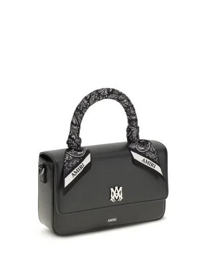 Amiri Black Calf Leather Bos Taurus Shoulder Bag In Black