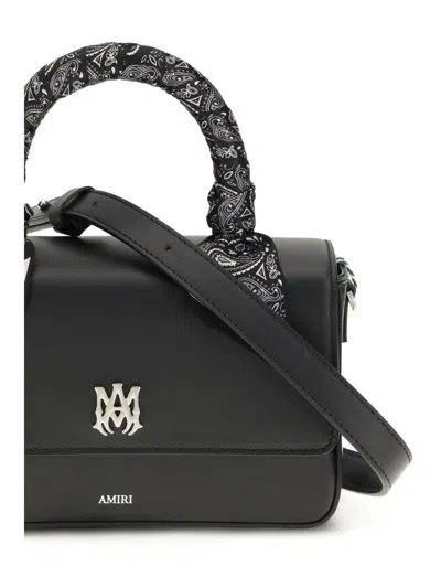 Amiri Black Calf Leather Bos Taurus Shoulder Bag In Black