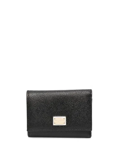 Dolce & Gabbana Dauphine Calfskin French-flap Wallet In Black