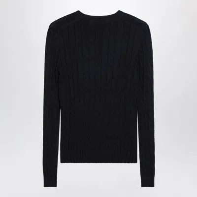 Polo Ralph Lauren Navy Cable-knit Sweater In Animal Print