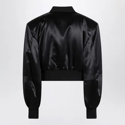 Attico The  Shiny Cropped Bomber In Black