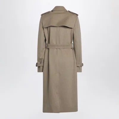 Burberry Double Breasted Cashmere Coat Epaulettes Storm Flap In Gray