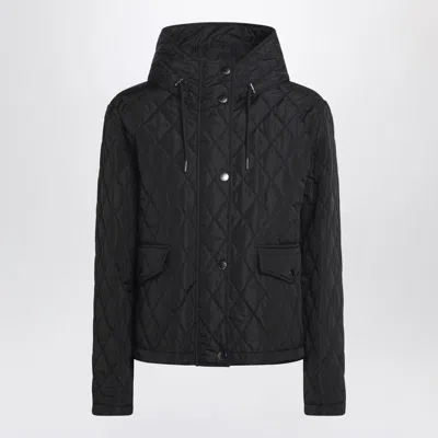 Burberry Cropped Quilted Jacket Hood Drawstring Pockets In Multi