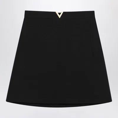 Valentino Garavani Vlogo Signature Wool And Silk Skirt In Black