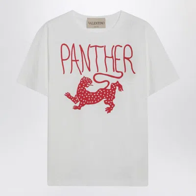 Valentino Panther Graphic Crew Neck T-shirt Short Sleeves In White