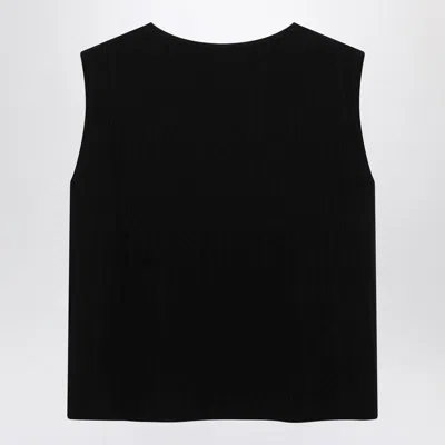 Weekend Max Mara Black Sleeveless Plissé-knit Tank Top In Black