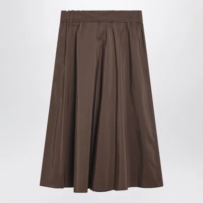 Weekend Max Mara Chocolate Taffeta Midi Skirt In Brown