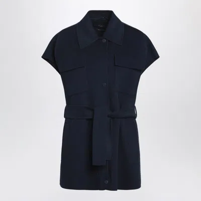 Weekend Max Mara Wool-blend Belted Jacket In Blue
