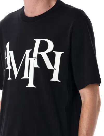 Amiri Cotton Staggered Logo T-shirt Men In Black