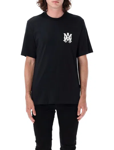 Amiri Black Crewneck T-shirt With Logo Print On The Front And Logo Lettering On The Rear In Cotton Man