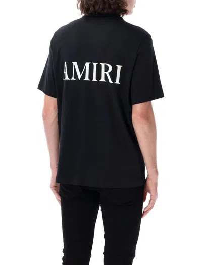Amiri Black Crewneck T-shirt With Logo Print On The Front And Logo Lettering On The Rear In Cotton Man