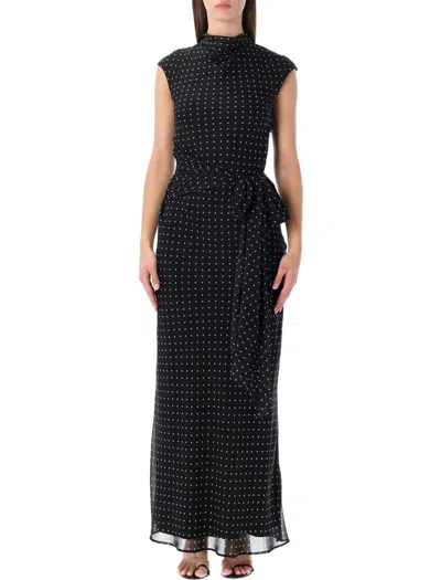 Rotate Birger Christensen Long Dress With Tie In Multi