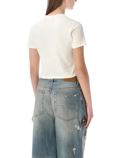 Amiri Hollywood Cotton Cropped Baby Tee In Neutral