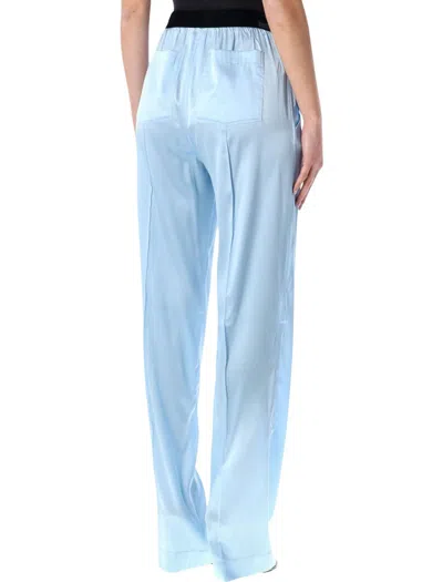 Tom Ford Silk Satin Relaxed Pijama Trousers Waistband In Blue