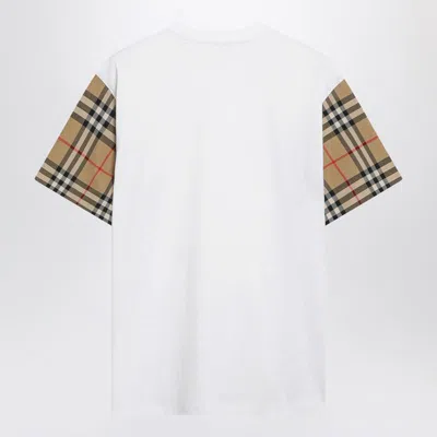 Burberry White T-shirt With Check-pattern Sleeves In White