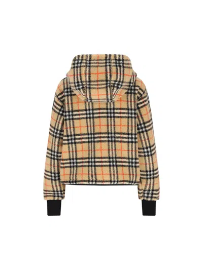 Burberry Women Cropped Hooded Check Fleece Jacket In Multi