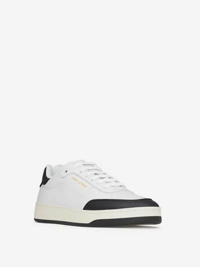 Saint Laurent White And Black Leather Sneakers In Multi