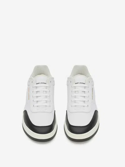 Saint Laurent White And Black Leather Sneakers In Multi