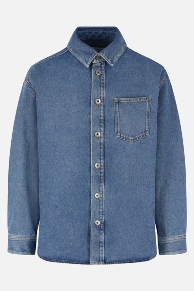 Loewe Long Sleeve Denim Shirt With Chest Pocket In Blue