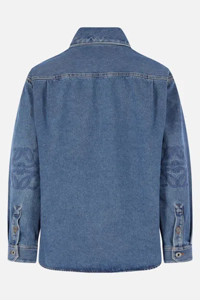 Loewe Long Sleeve Denim Shirt With Chest Pocket In Blue