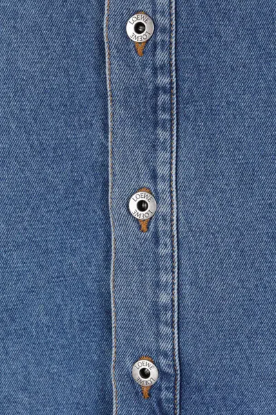 Loewe Long Sleeve Denim Shirt With Chest Pocket In Blue