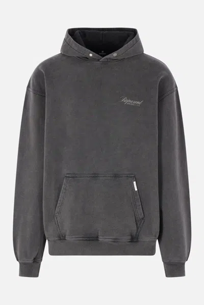 Represent Grey Sweatshirt With Logo Print On Front And Back And Faded Effect In Cotton Man In Gray