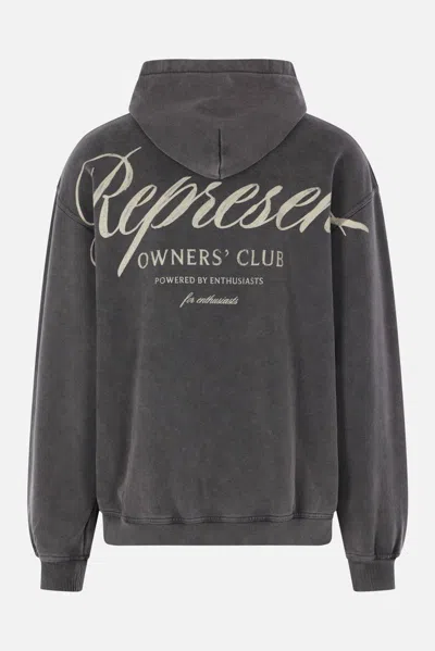 Represent Grey Sweatshirt With Logo Print On Front And Back And Faded Effect In Cotton Man In Gray