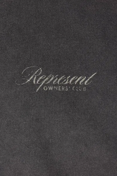 Represent Grey Sweatshirt With Logo Print On Front And Back And Faded Effect In Cotton Man In Gray