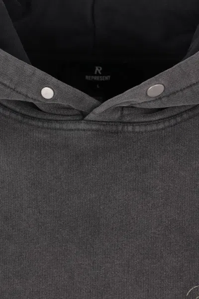 Represent Grey Sweatshirt With Logo Print On Front And Back And Faded Effect In Cotton Man In Gray