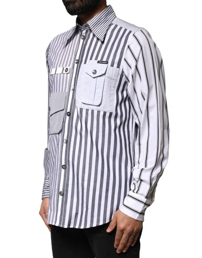Pre-owned Dolce & Gabbana Multicolor Striped Button Down Casual Men's Shirt ()