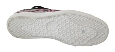 Dolce & Gabbana Pink Leopard Print Training Leather Flat Sneakers In Multi