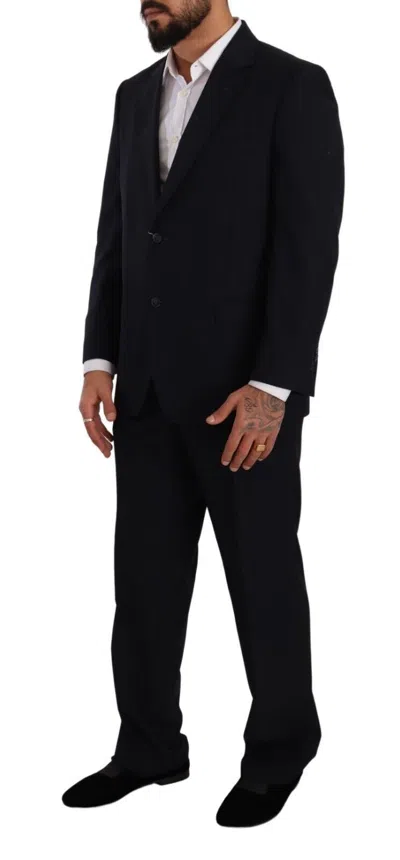 Domenico Tagliente Blue Polyester Single Breasted Formal Men's Suit In Black