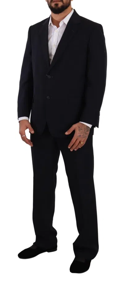 Domenico Tagliente Blue Polyester Single Breasted Formal Men's Suit In Black