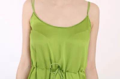 Pre-owned Dsquared2 Dsquared² Green Spaghetti Strap Long A-line Pleated Women's Dress ()