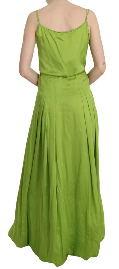 Pre-owned Dsquared2 Dsquared² Green Spaghetti Strap Long A-line Pleated Women's Dress ()