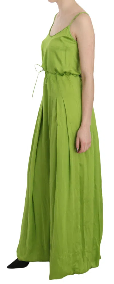 Pre-owned Dsquared2 Dsquared² Green Spaghetti Strap Long A-line Pleated Women's Dress ()