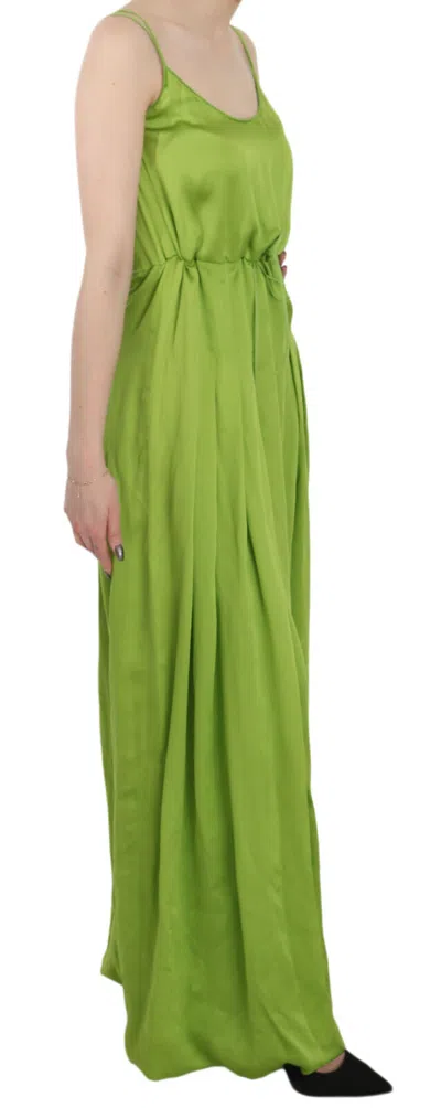 Pre-owned Dsquared2 Dsquared² Green Spaghetti Strap Long A-line Pleated Women's Dress ()