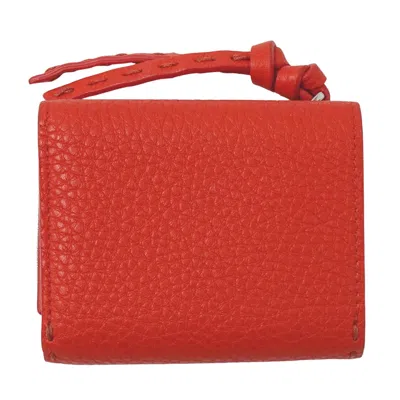 Pre-owned Fendi Red Color Leather Wallet (tri-fold) ()