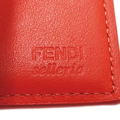 Pre-owned Fendi Red Color Leather Wallet (tri-fold) ()