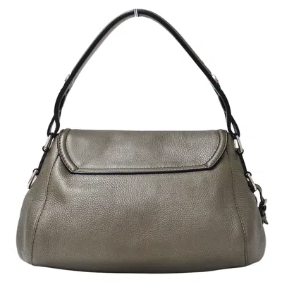 Pre-owned Gucci Bronze Metallic Gray Leather Shoulder Bag ()