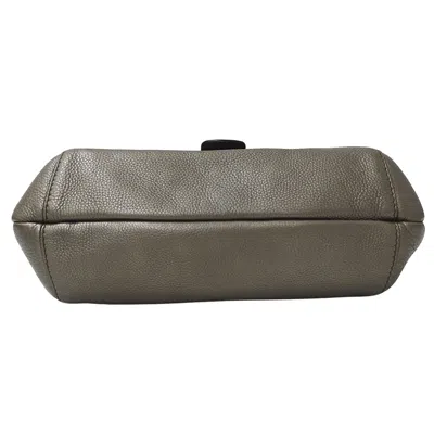 Pre-owned Gucci Bronze Metallic Gray Leather Shoulder Bag ()