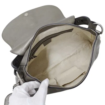 Pre-owned Gucci Bronze Metallic Gray Leather Shoulder Bag ()