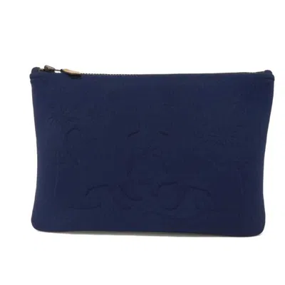 Pre-owned Hermes Navy Polyamide 80% Clutch Bag () In Blue