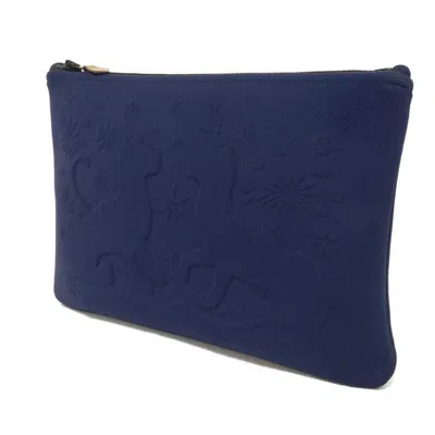 Pre-owned Hermes Navy Polyamide 80% Clutch Bag () In Blue