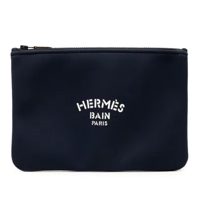 Pre-owned Hermes Navy Polyamide Clutch Bag Pouch () In Blue
