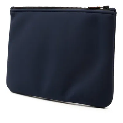 Pre-owned Hermes Navy Polyamide Clutch Bag Pouch () In Blue