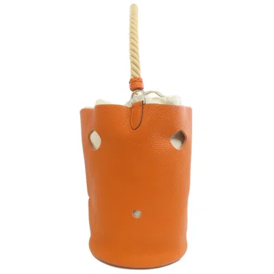 Pre-owned Hermes Orange Taurillon Clemence Leather Tote Bag ()