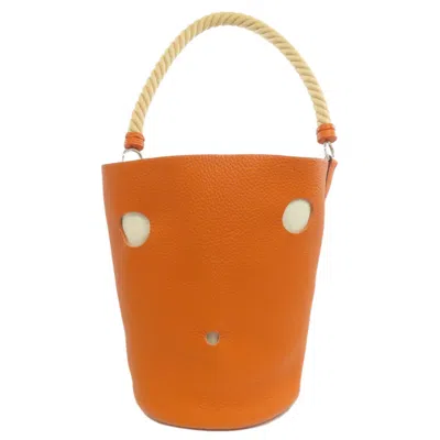 Pre-owned Hermes Orange Taurillon Clemence Leather Tote Bag ()